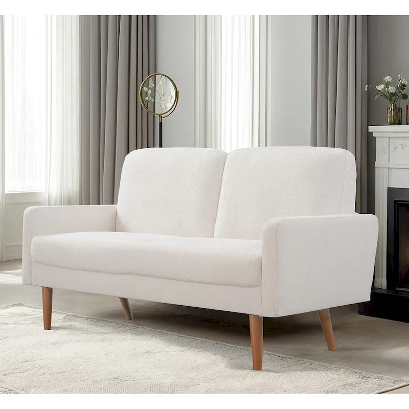 2-Seater Velvet Loveseat Sofa with Tapered Wood Legs