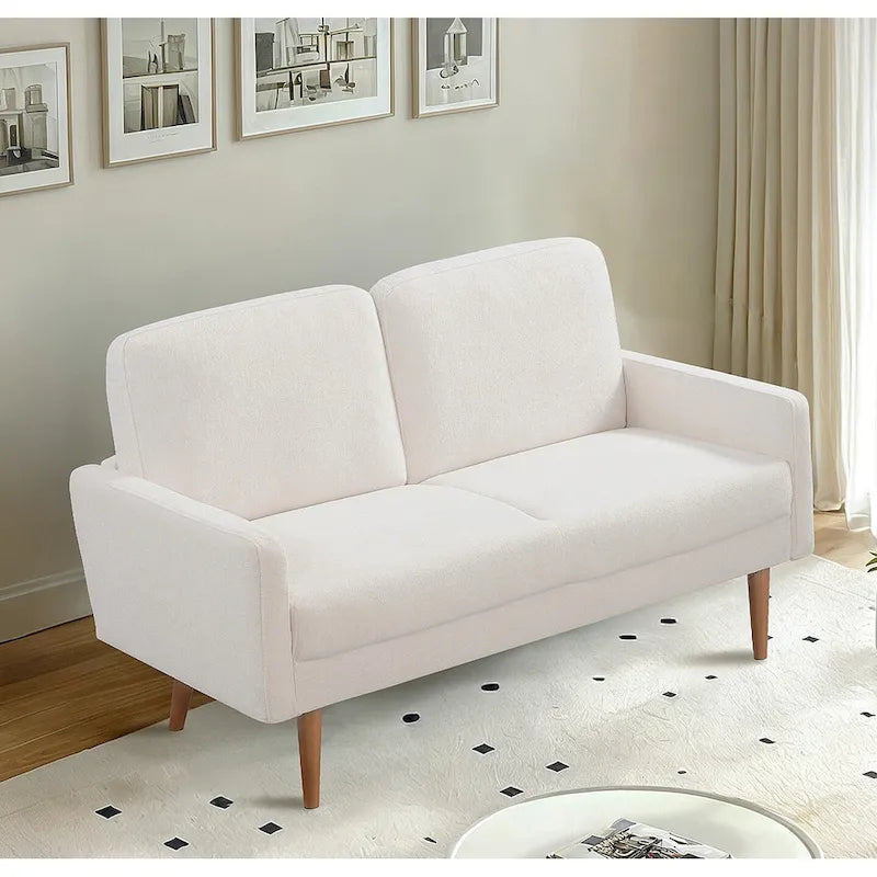 2-Seater Velvet Loveseat Sofa with Tapered Wood Legs