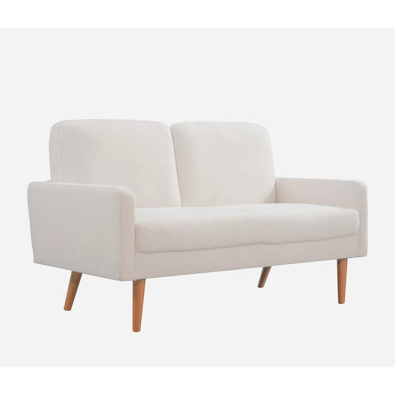 2-Seater Velvet Loveseat Sofa with Tapered Wood Legs