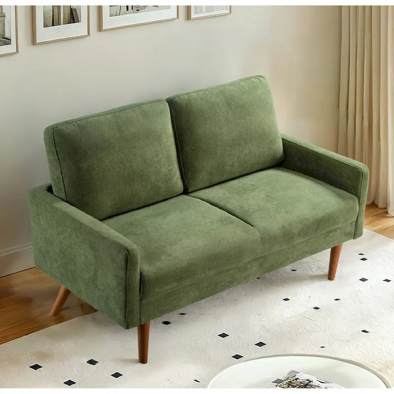 2-Seater Velvet Loveseat Sofa with Tapered Wood Legs