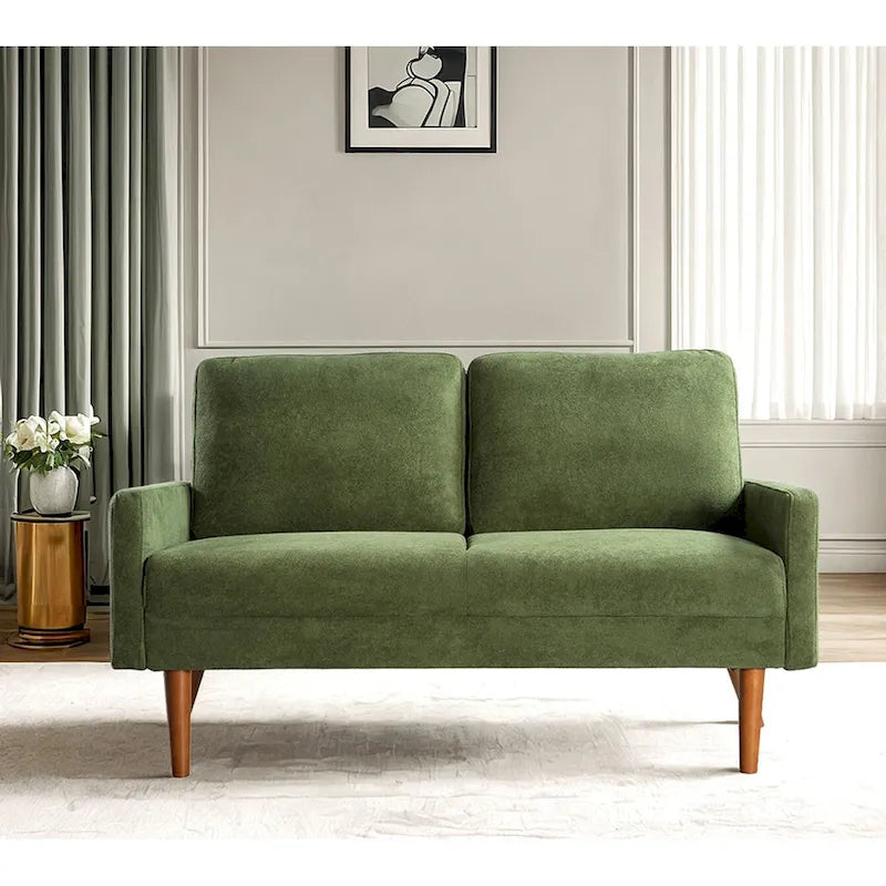 2-Seater Velvet Loveseat Sofa with Tapered Wood Legs