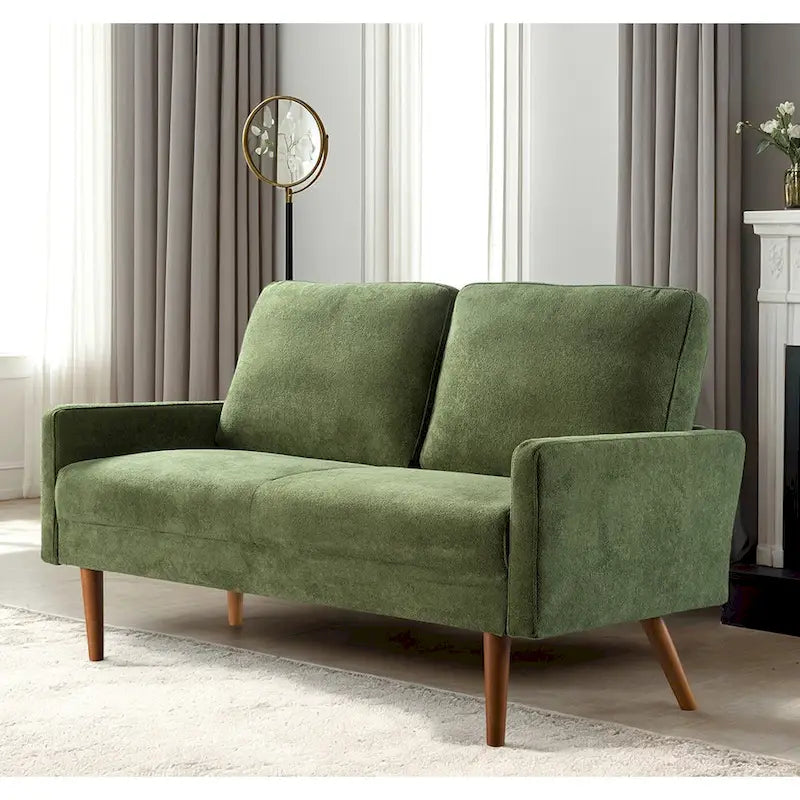 2-Seater Velvet Loveseat Sofa with Tapered Wood Legs