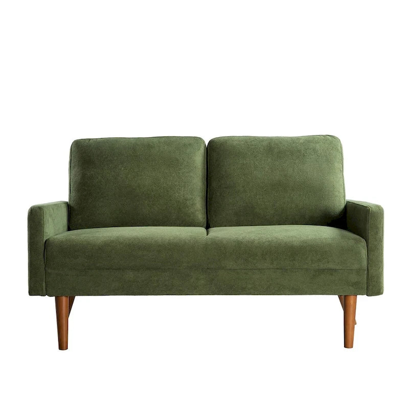 2-Seater Velvet Loveseat Sofa with Tapered Wood Legs