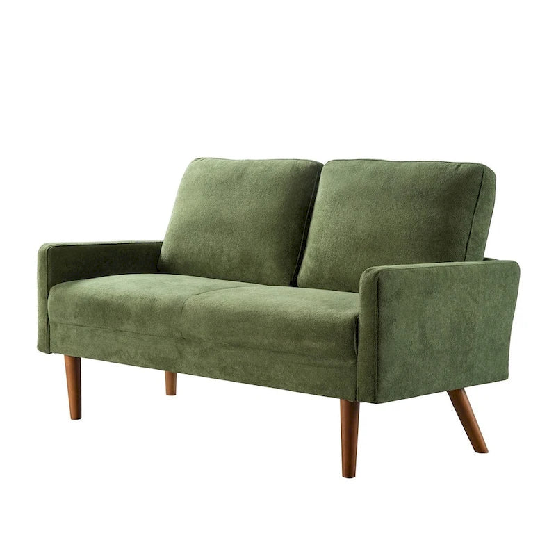 2-Seater Velvet Loveseat Sofa with Tapered Wood Legs
