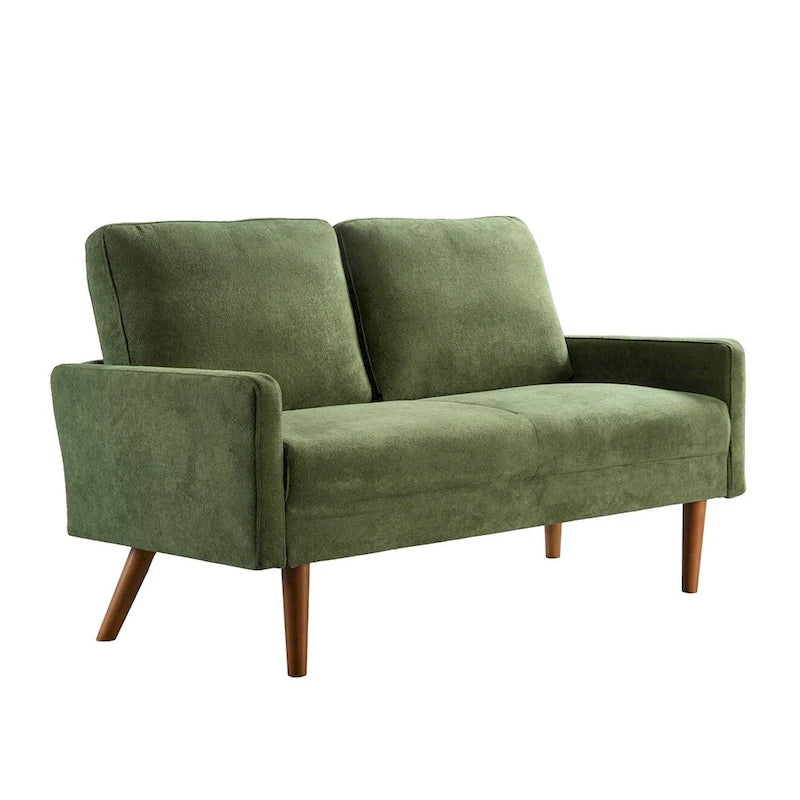 2-Seater Velvet Loveseat Sofa with Tapered Wood Legs