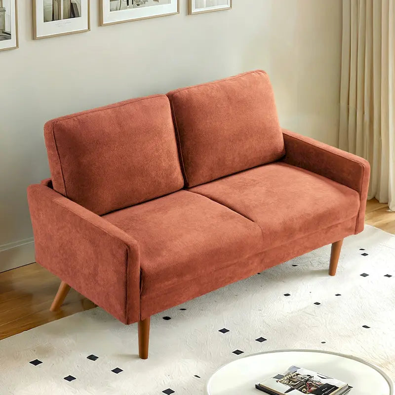 2-Seater Velvet Loveseat Sofa with Tapered Wood Legs