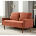 2-Seater Velvet Loveseat Sofa with Tapered Wood Legs