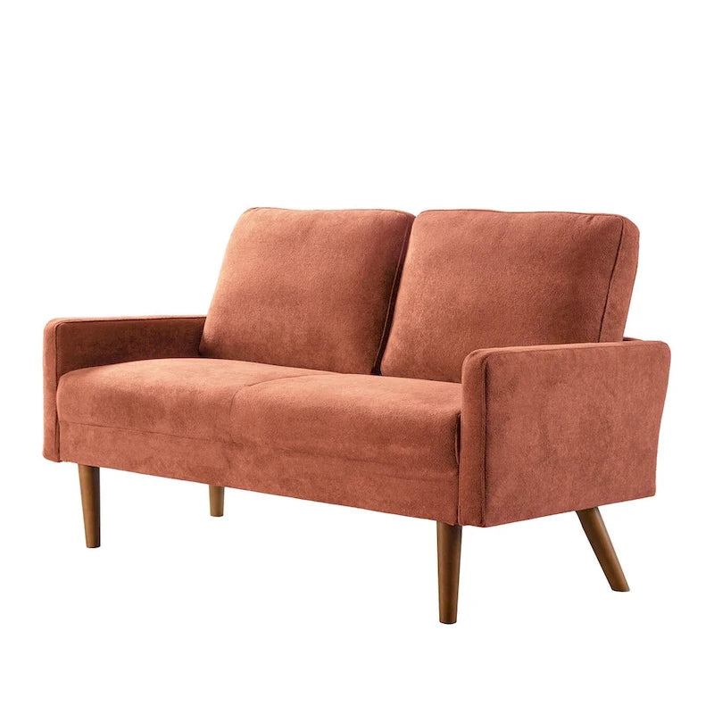 2-Seater Velvet Loveseat Sofa with Tapered Wood Legs