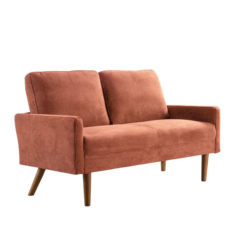 2-Seater Velvet Loveseat Sofa with Tapered Wood Legs