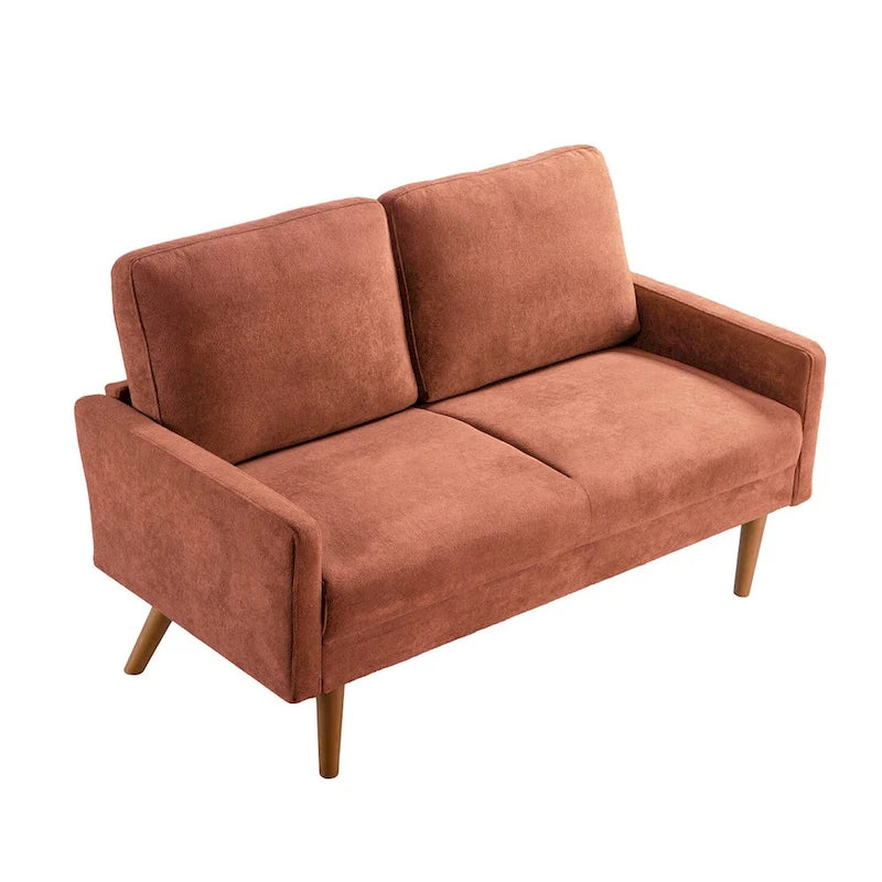 2-Seater Velvet Loveseat Sofa with Tapered Wood Legs