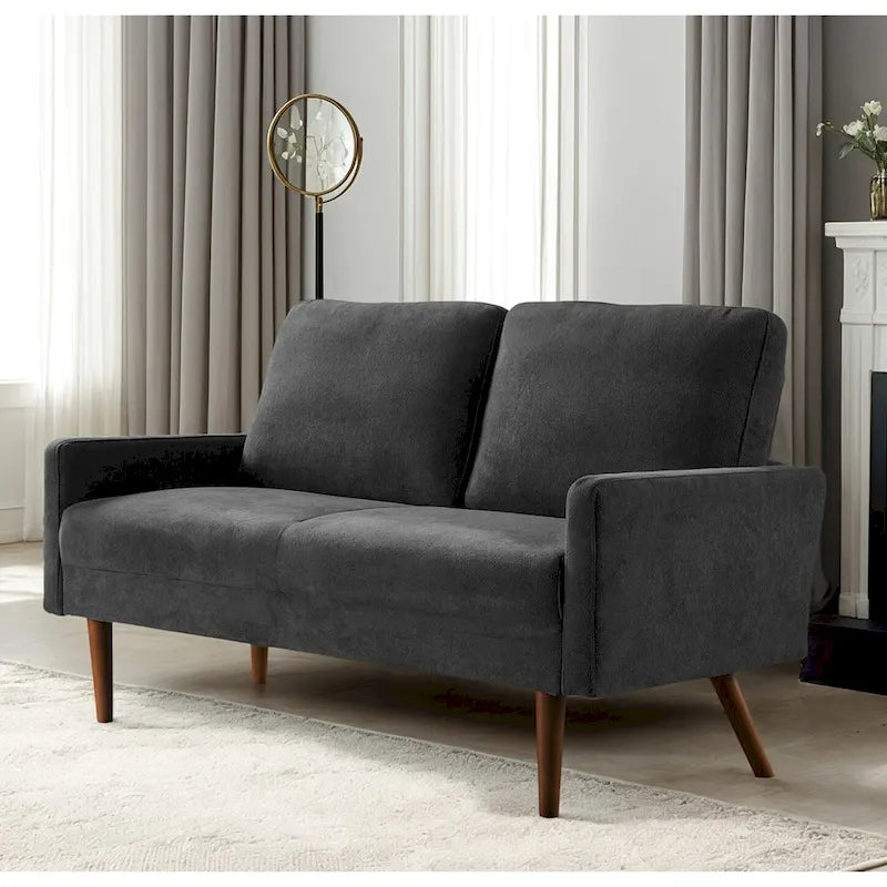 2-Seater Velvet Loveseat Sofa with Tapered Wood Legs