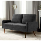2-Seater Velvet Loveseat Sofa with Tapered Wood Legs