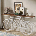 70.9-Inch Extra Long Console Table with Bicycle Metal Base for Entryway, Living Room - 11.81D x 70.87W x 33.46H
