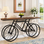 70.9-Inch Extra Long Console Table with Bicycle Metal Base for Entryway, Living Room - 11.81D x 70.87W x 33.46H