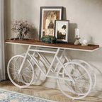 70.9-Inch Extra Long Console Table with Bicycle Metal Base for Entryway, Living Room - 11.81D x 70.87W x 33.46H
