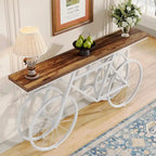 70.9-Inch Extra Long Console Table with Bicycle Metal Base for Entryway, Living Room - 11.81D x 70.87W x 33.46H
