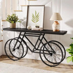 70.9-Inch Extra Long Console Table with Bicycle Metal Base for Entryway, Living Room - 11.81D x 70.87W x 33.46H