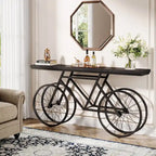 70.9-Inch Extra Long Console Table with Bicycle Metal Base for Entryway, Living Room - 11.81D x 70.87W x 33.46H