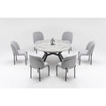 Ensemble de table à manger ronde extensible 7 pièces Zirz et 6 chaises avec pieds en métal