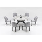 Ensemble de table à manger ronde extensible 7 pièces Zirz et 6 chaises avec pieds en métal