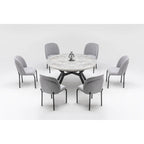 Zirz 7-Piece Extendable Round Dining Table And 6 Dining Chair With Metal Leg Set