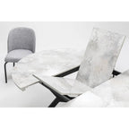 Ensemble de table à manger ronde extensible 7 pièces Zirz et 6 chaises avec pieds en métal