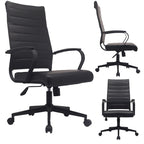 Chaise de bureau ergonomique moderne : Dossier mi-haut, cuir PU, accoudoirs, inclinaison, hauteur réglable, roulettes, pivotante