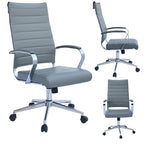 Chaise de bureau ergonomique moderne : Dossier mi-haut, cuir PU, accoudoirs, inclinaison, hauteur réglable, roulettes, pivotante