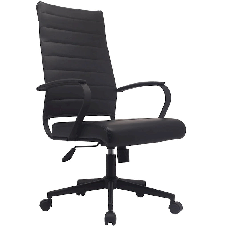 Chaise de bureau ergonomique moderne : Dossier mi-haut, cuir PU, accoudoirs, inclinaison, hauteur réglable, roulettes, pivotante