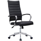 Chaise de bureau ergonomique moderne : Dossier mi-haut, cuir PU, accoudoirs, inclinaison, hauteur réglable, roulettes, pivotante