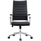 Chaise de bureau ergonomique moderne : Dossier mi-haut, cuir PU, accoudoirs, inclinaison, hauteur réglable, roulettes, pivotante