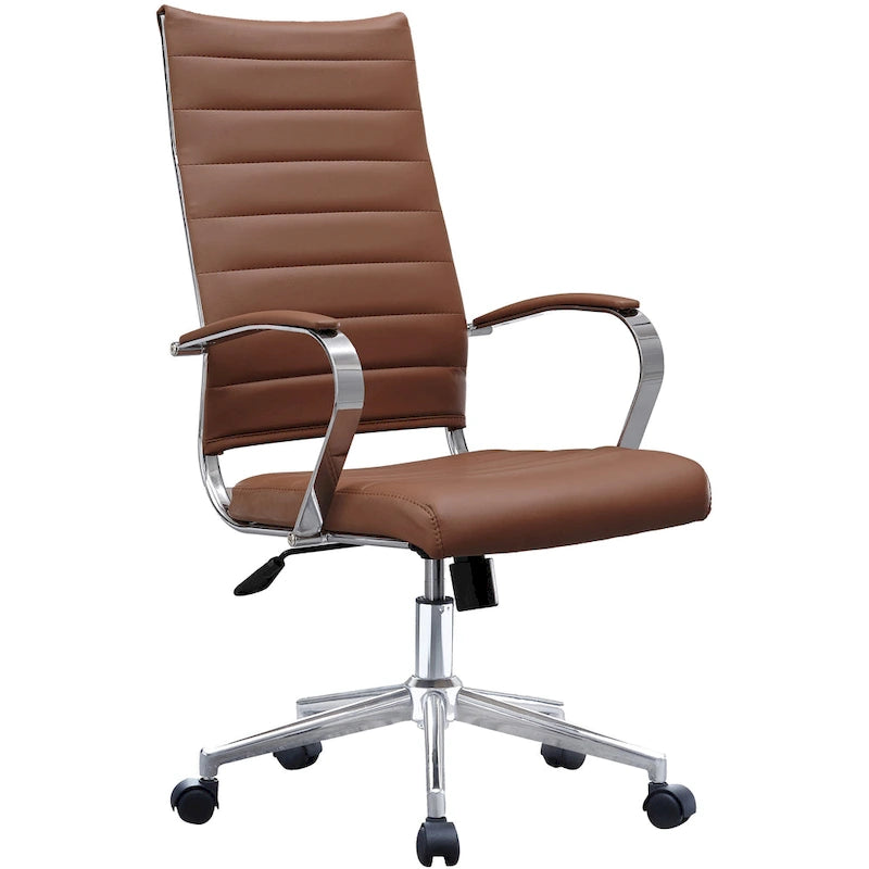 Chaise de bureau ergonomique moderne : Dossier mi-haut, cuir PU, accoudoirs, inclinaison, hauteur réglable, roulettes, pivotante