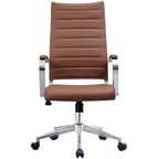 Chaise de bureau ergonomique moderne : Dossier mi-haut, cuir PU, accoudoirs, inclinaison, hauteur réglable, roulettes, pivotante