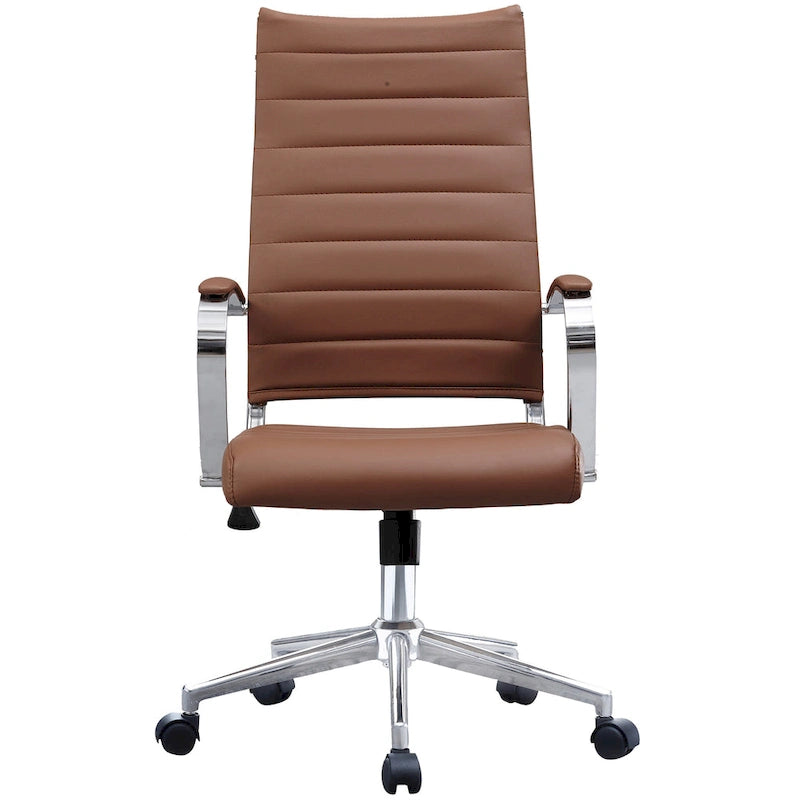 Chaise de bureau ergonomique moderne : Dossier mi-haut, cuir PU, accoudoirs, inclinaison, hauteur réglable, roulettes, pivotante