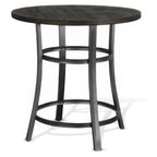Flint Counter Height Table Round 36 Inch, Dark Brown Mahogany w Metal