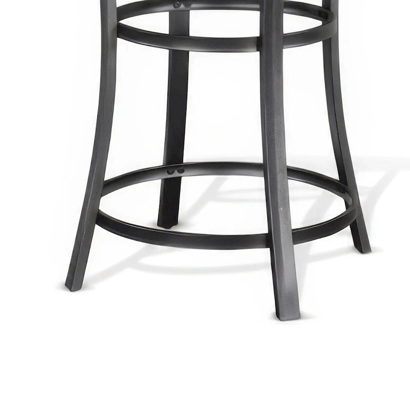 Flint Counter Height Table Round 36 Inch, Dark Brown Mahogany w Metal