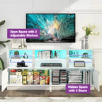 70 Inch High Gloss LED TV Stand with Storage Cabinets, Fits up to 85"