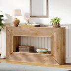 59-Inch Long Console Table for Living Room, Narrow Wood Entryway Table