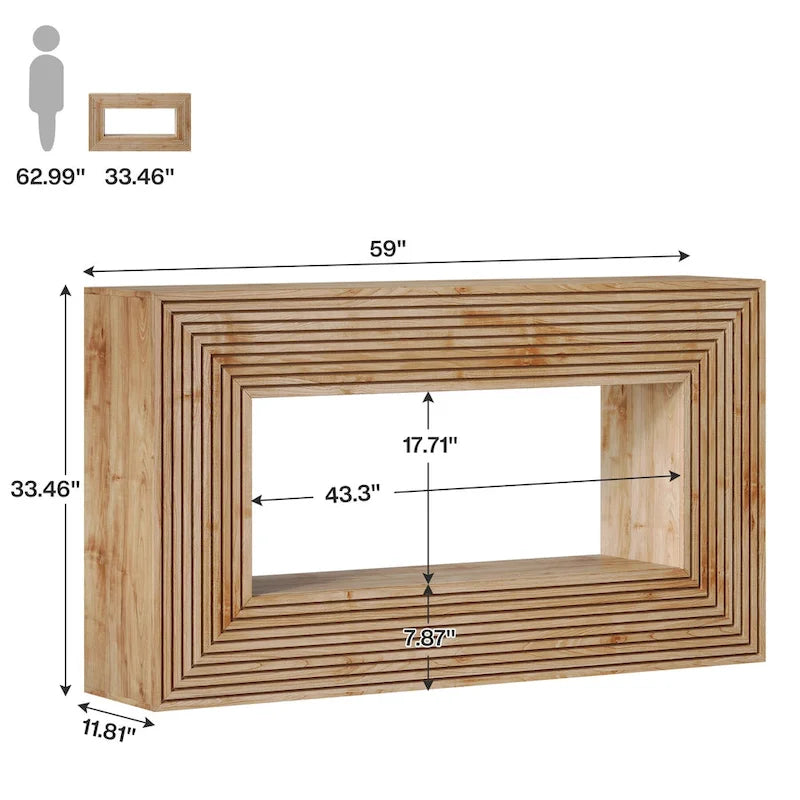 59-Inch Long Console Table for Living Room, Narrow Wood Entryway Table