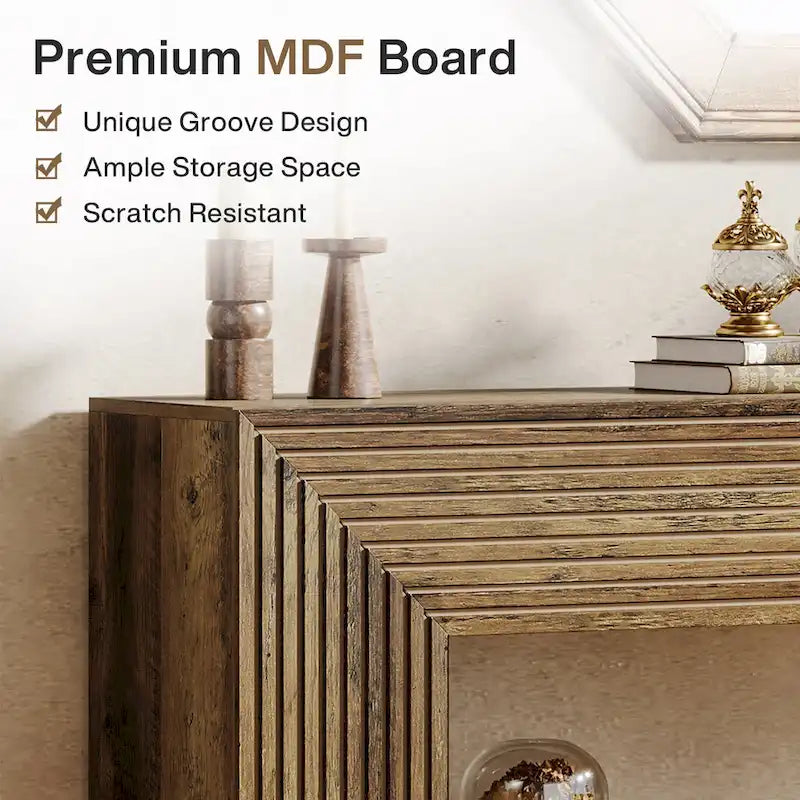 59-Inch Long Console Table for Living Room, Narrow Wood Entryway Table