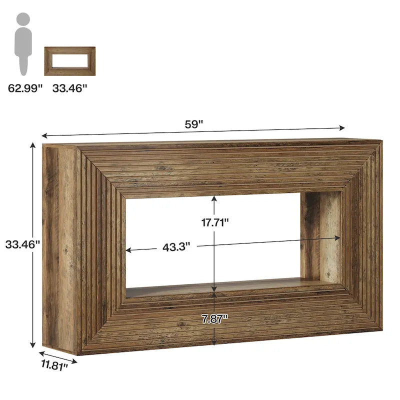 59-Inch Long Console Table for Living Room, Narrow Wood Entryway Table