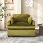 Green Oversized Accent Chair with Armrest Cushions and Angled Legs – 37" Wide