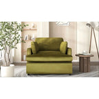 Green Oversized Accent Chair with Armrest Cushions and Angled Legs – 37" Wide