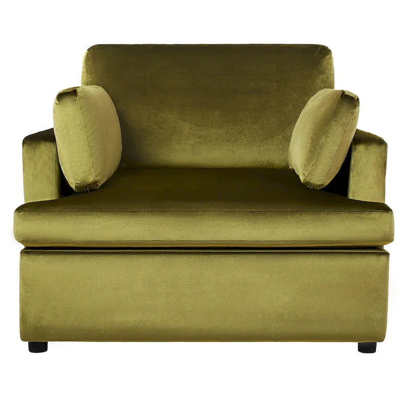 Green Oversized Accent Chair with Armrest Cushions and Angled Legs – 37" Wide