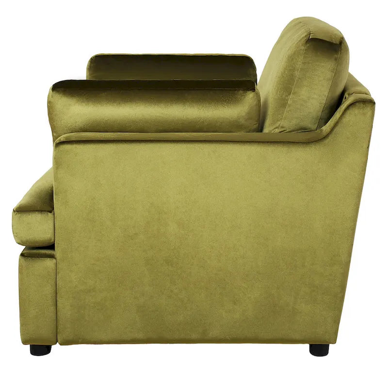 Green Oversized Accent Chair with Armrest Cushions and Angled Legs – 37" Wide