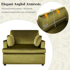 Green Oversized Accent Chair with Armrest Cushions and Angled Legs – 37" Wide