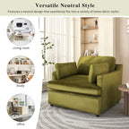 Green Oversized Accent Chair with Armrest Cushions and Angled Legs – 37" Wide