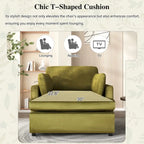 Green Oversized Accent Chair with Armrest Cushions and Angled Legs – 37" Wide