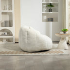 63" Chenille Bean Bag Lounge Chair with High-Density Foam Filling – White