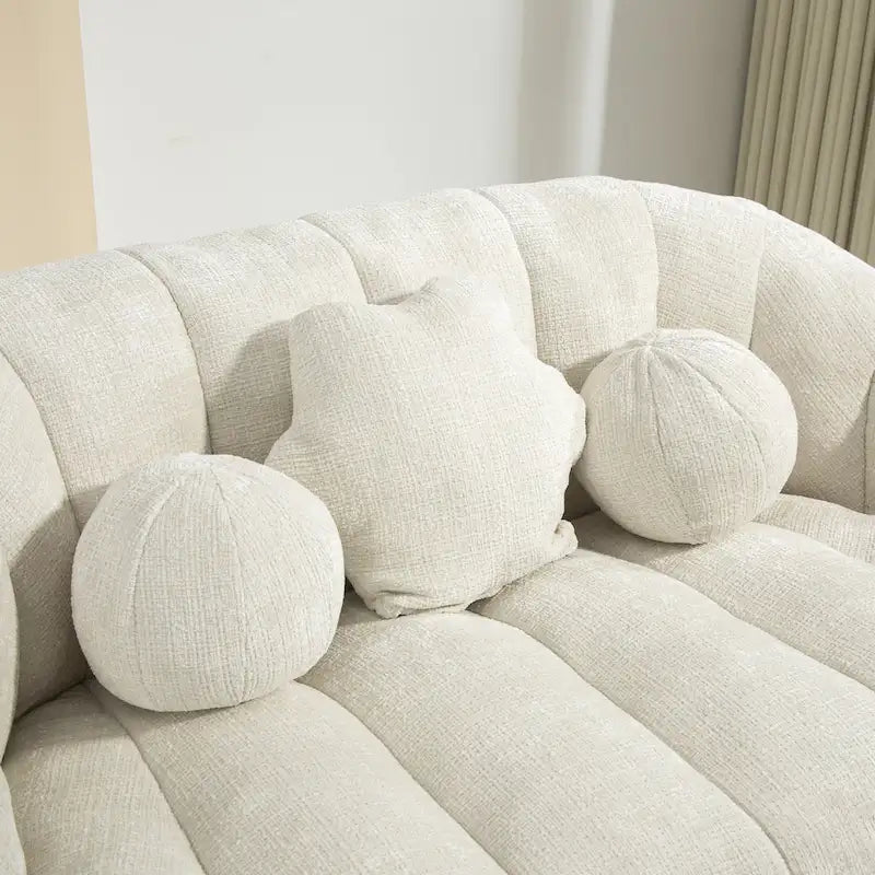 63" Chenille Bean Bag Lounge Chair with High-Density Foam Filling – White